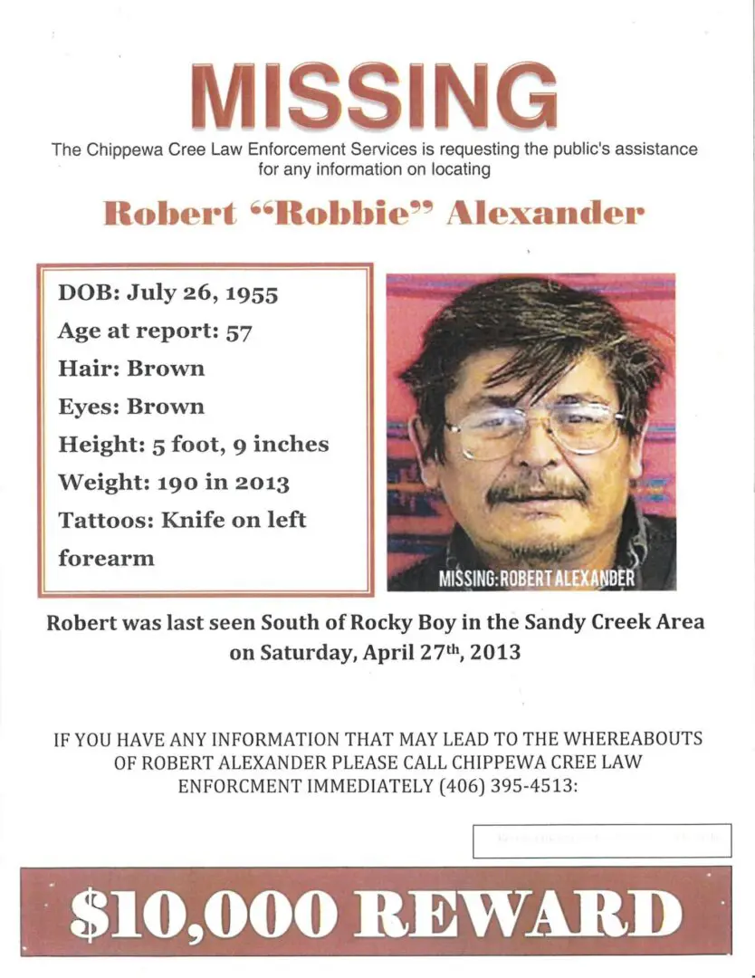 missing person poster for Robert Alexander